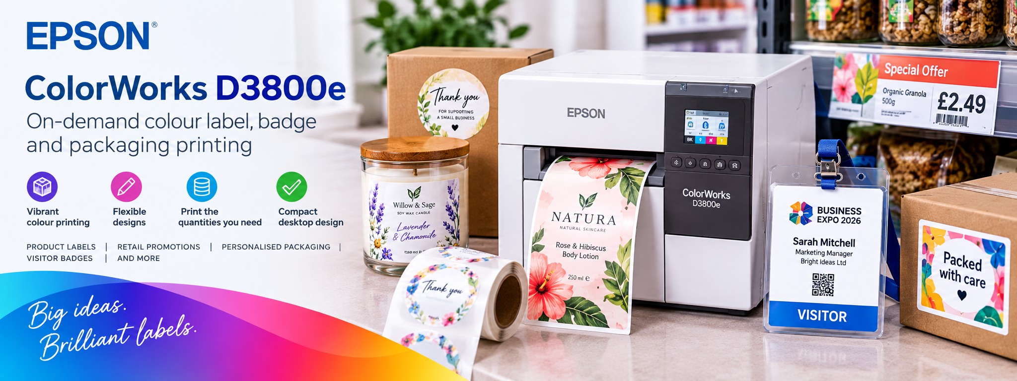 Epson ColorWorks D3800e &ndash; Colour Label, Badge & Packaging Printing