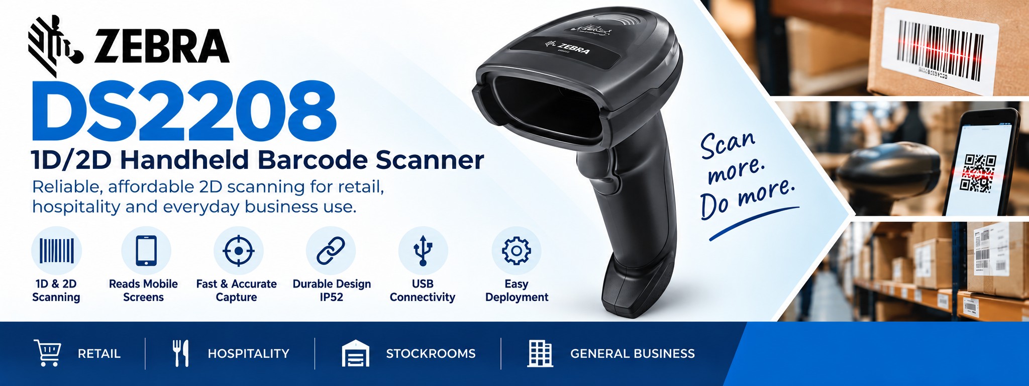 Zebra DS2208 1D/2D Handheld Barcode Scanner