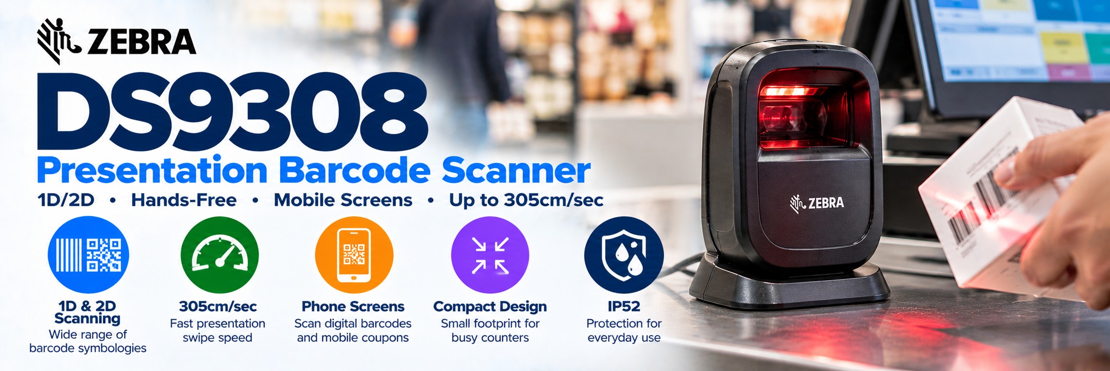 Zebra DS9308 Hands-Free Barcode Scanner