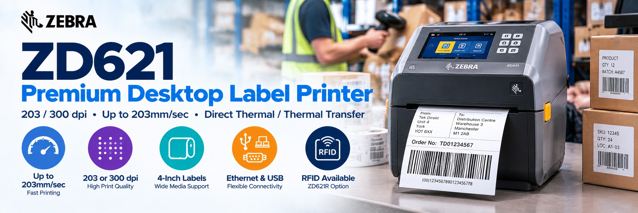 Zebra ZD621 Desktop Label Printer