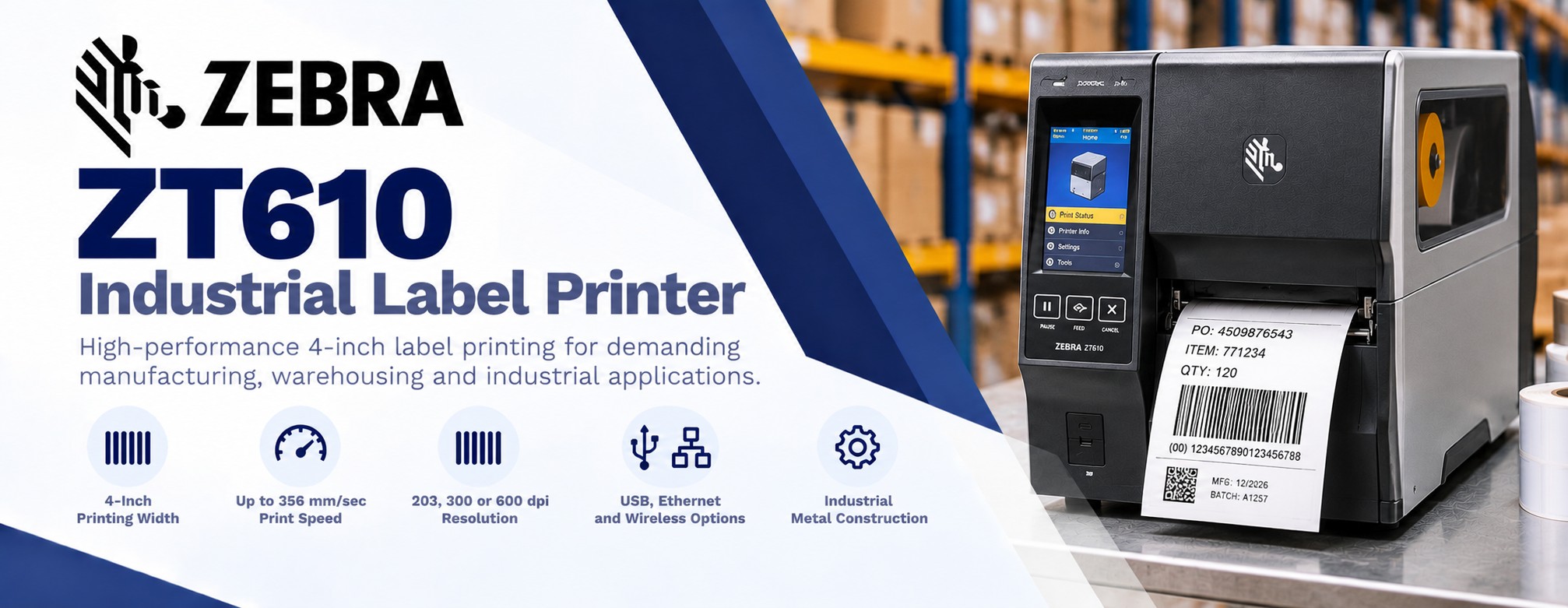Zebra ZT610 Industrial Label Printer