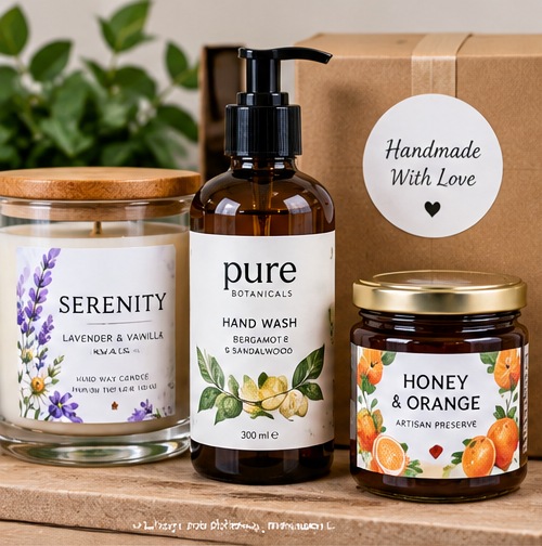Colour labels on candles, cosmetics and packaged products