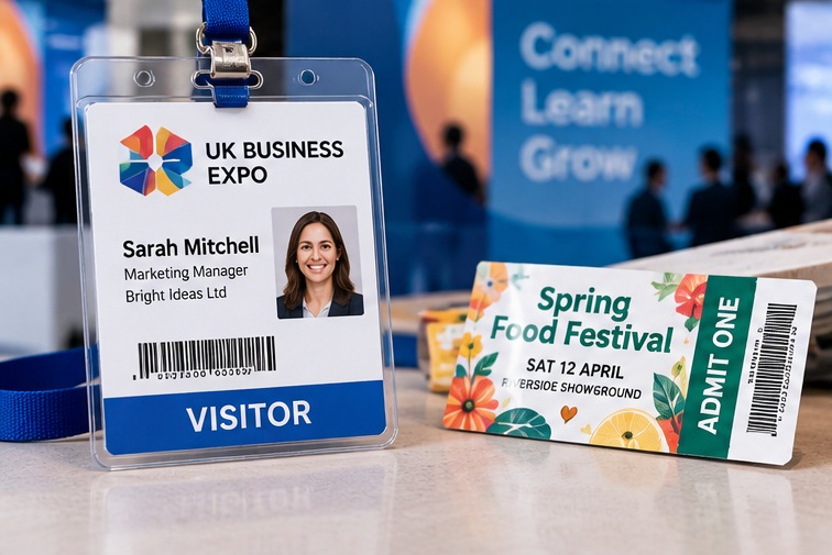 Colour visitor identification badges and event tickets