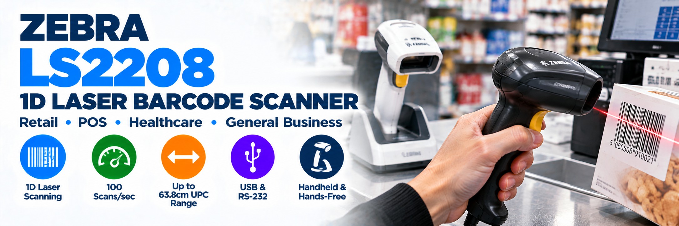 zebra ls2208 1d laser barcode scanner